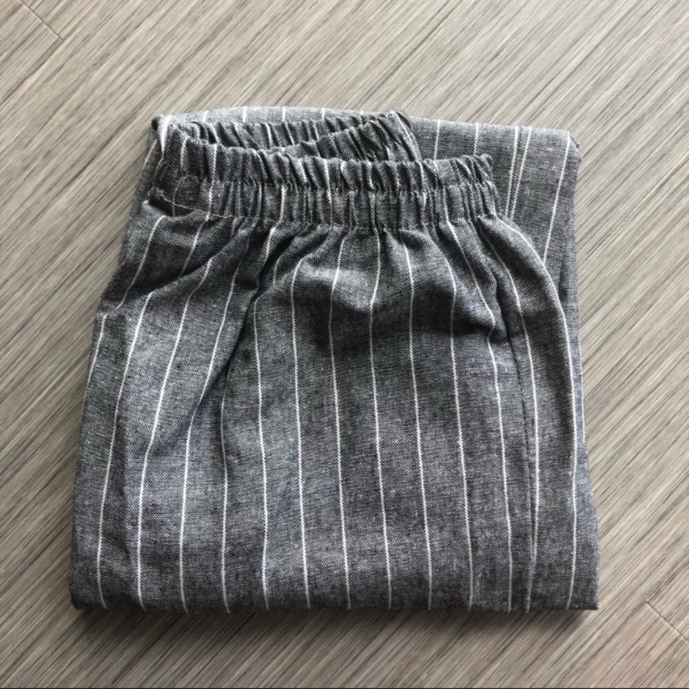 💕 gray striped easy elastic pants-linen look                 💕 size : US 38